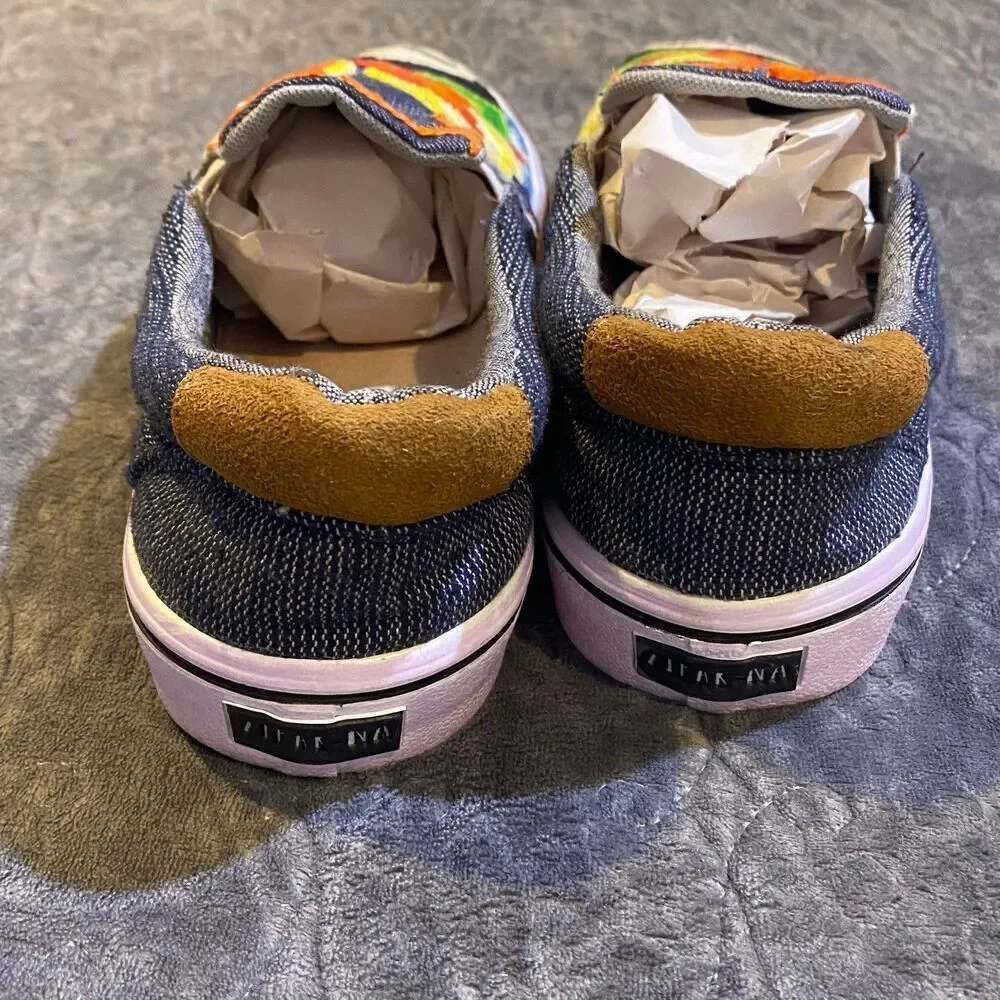 Frida Kahlo Hand Stitched Slip On Tennis Shoes Size 9 - Picture 4 of 10